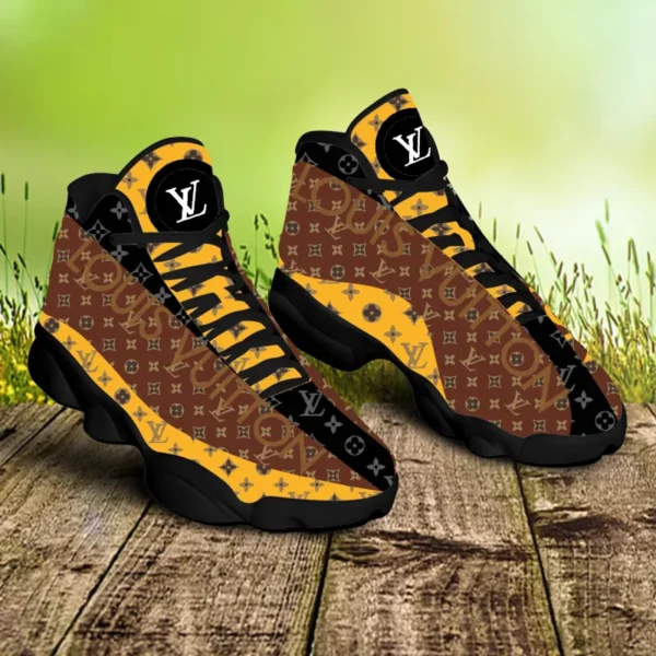 Black Yellow Louis Vuitton Air Jordan 13 Sneakers Fashion Shoes Luxury Trending