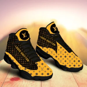 Louis Vuitton Yellow Brown LV Air Jordan 13 Fashion Shoes Trending Luxury Sneakers