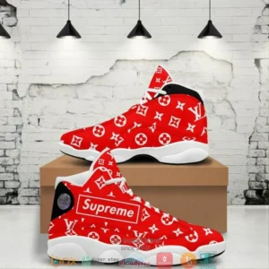 Louis Vuitton Supreme Red Air Jordan 13 Sneakers Fashion Luxury Shoes Trending