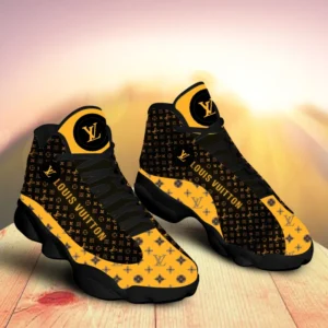 Louis Vuitton Brown Yellow Air Jordan 13 Luxury Fashion Sneakers Shoes Trending