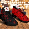 LV Louis Vuitton Red Black Air Jordan 13 Shoes Luxury Sneakers Trending Fashion