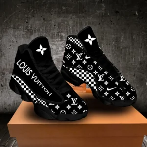 Louis Vuitton Nike Black LV  Air Jordan 13 Shoes Luxury Sneakers Trending Fashion