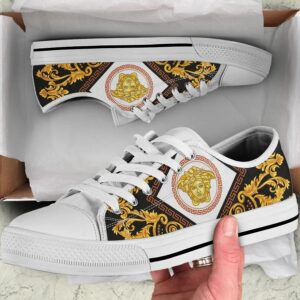 Gianni versace black white low top canvas shoes sneakers