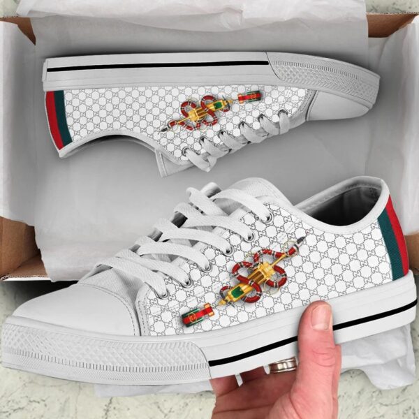 Gucci white snake low top canvas shoes sneakers