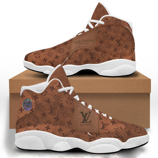 New Louis Vuitton Paris Light Brown Air Jordan 13 Fashion Shoes Luxury Sneakers Trending