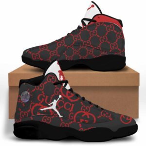 Gucci Black Red Air Jordan 13 Shoes Luxury Trending Sneakers Fashion