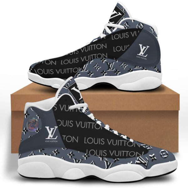 Louis Vuitton Black Grey Air Jordan 13 Shoes Sneakers Fashion Trending Luxury