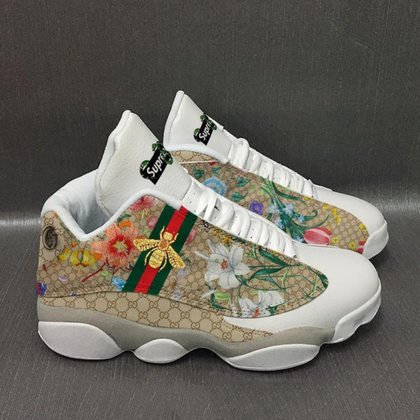 Gucci Supreme Bee Flower Air Jordan 13 Fashion Shoes Sneakers Trending Luxury