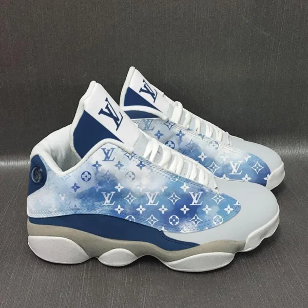 Louis Vuitton Blue White LV Air Jordan 13 Trending Luxury Fashion Shoes Sneakers