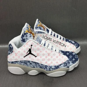 Louis Vuitton Blue White LV Air Jordan 13 Trending Fashion Luxury Sneakers Shoes