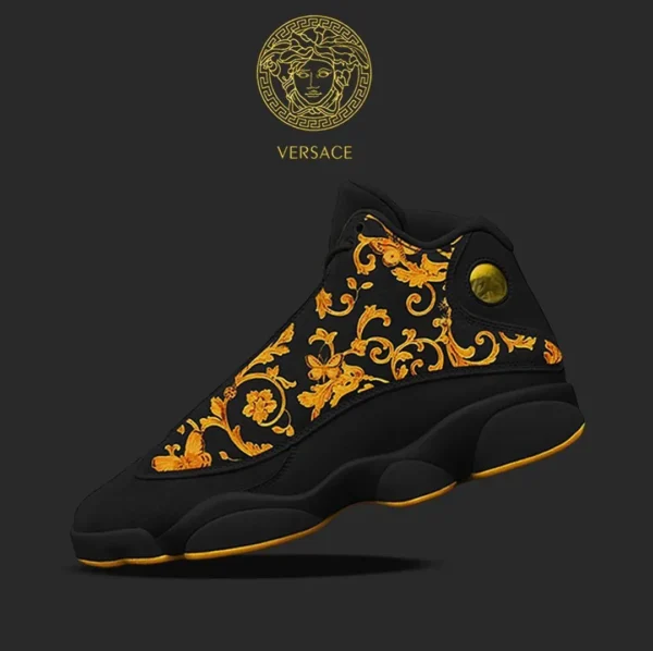 Gianni Versace Black Air Jordan 13 Fashion Sneakers Shoes Luxury Trending