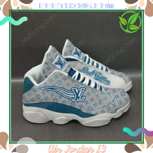 LV Louis Vuitton  Blue White Logo Air Jordan 13 Shoes Fashion Trending Luxury Sneakers