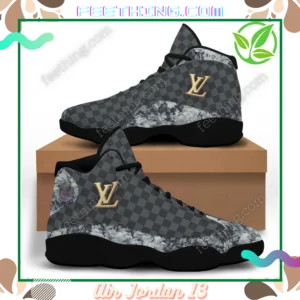 LV Louis Vuitton  Gray Logo Air Jordan 13 Trending Shoes Fashion Sneakers Luxury