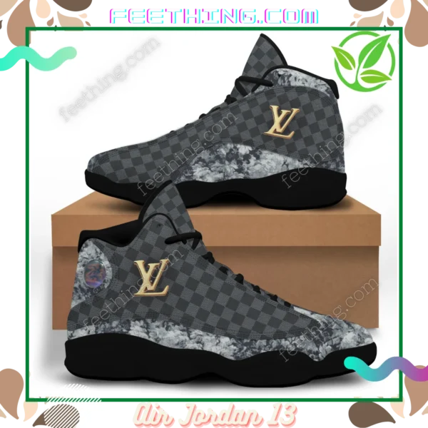 LV Louis Vuitton  Gray Logo Air Jordan 13 Trending Shoes Fashion Sneakers Luxury