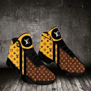 Louis Vuitton Brown Yellow Air Jordan 13 Fashion Shoes Luxury Trending Sneakers