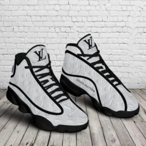 Louis Vuitton Gray Logo  Air Jordan 13 Sneakers Shoes Trending Fashion Luxury