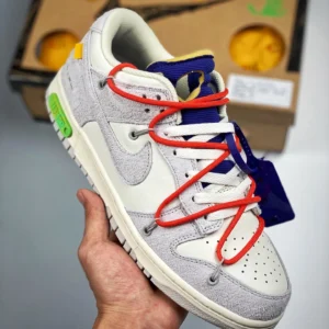 Off-White x Nike Dunk Low 13 of 50 Sail Grey Habanero Red For Sale