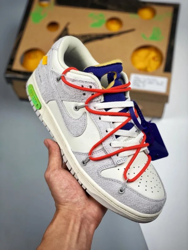 Off-White x Nike Dunk Low 13 of 50 Sail Grey Habanero Red For Sale