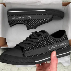 Louis Vuitton Black Monogram Low Top Canvas Shoes Luxury Brand