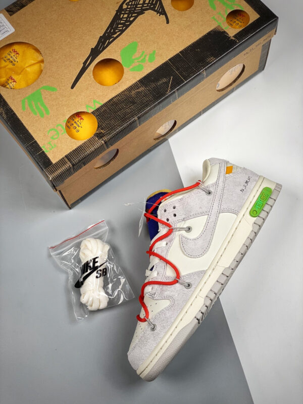 Off-White x Nike Dunk Low 13 of 50 Sail Grey Habanero Red For Sale