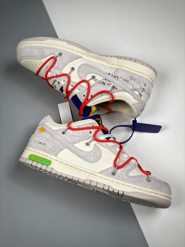 Off-White x Nike Dunk Low 13 of 50 Sail Grey Habanero Red For Sale