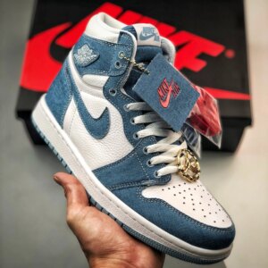 Air Jordan 1 High OG Denim White Worn Blue-Metallic Gold DM9036-104 For Sale