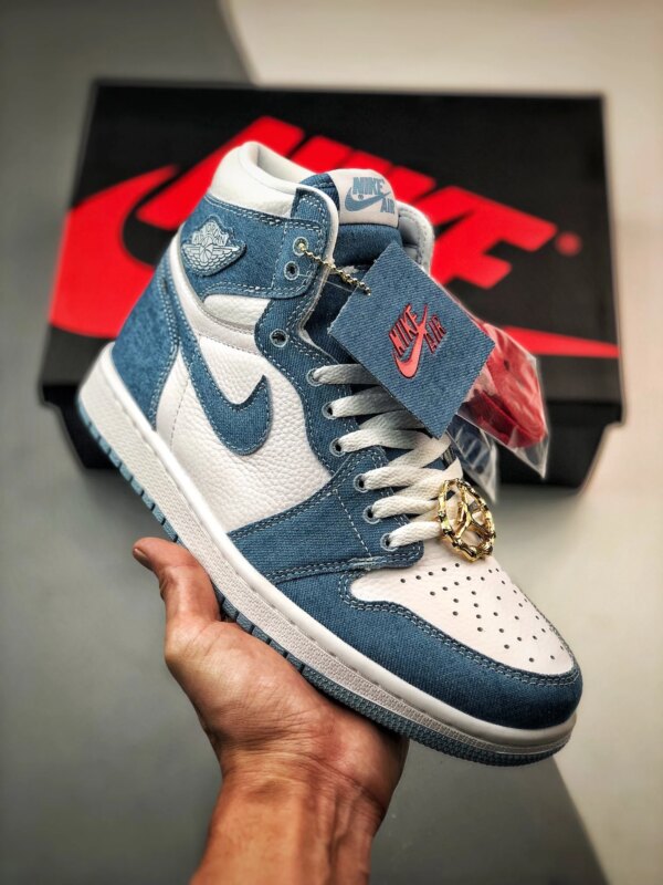 Air Jordan 1 High OG Denim White Worn Blue-Metallic Gold DM9036-104 For Sale