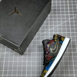 Air Jordan 1 Low BHM Black Metallic Gold Multi-Color-White For Sale