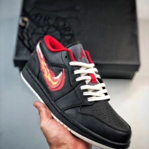 Air Jordan 1 Low Born To Fly Black White-Fitness Red FJ7073-010 For Sale