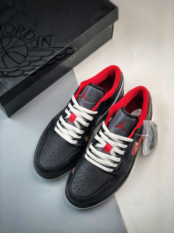 Air Jordan 1 Low Born To Fly Black White-Fitness Red FJ7073-010 For Sale