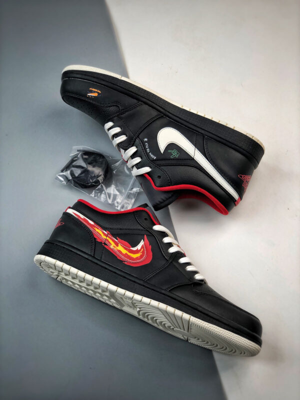 Air Jordan 1 Low Born To Fly Black White-Fitness Red FJ7073-010 For Sale