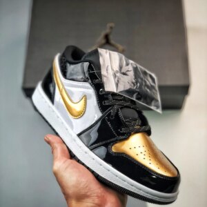 Air Jordan 1 Low Copper Toe Metallic Gold Black-White For Sale