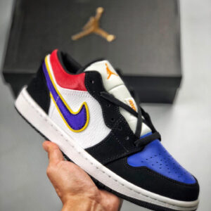 Air Jordan 1 Low Black Court Purple-University Gold-Bright Crimson On Sale