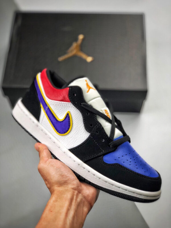 Air Jordan 1 Low Black Court Purple-University Gold-Bright Crimson On Sale