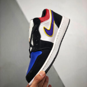 Air Jordan 1 Low Black Court Purple-University Gold-Bright Crimson On Sale