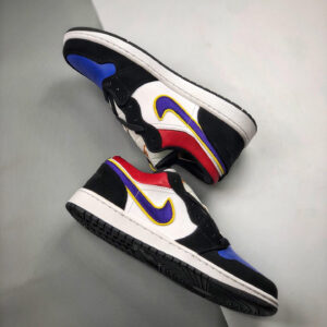 Air Jordan 1 Low Black Court Purple-University Gold-Bright Crimson On Sale