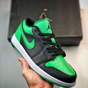 Air Jordan 1 Low Black Lucky Green-White 553558-065 For Sale