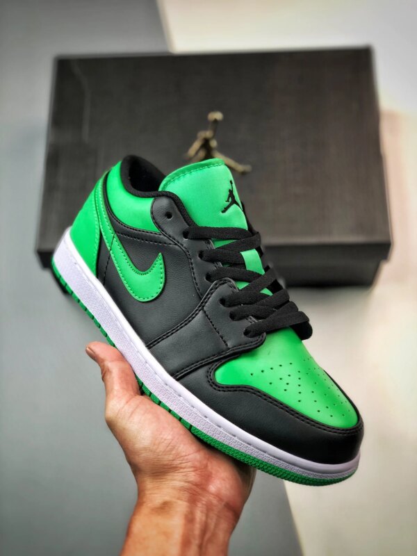 Air Jordan 1 Low Black Lucky Green-White 553558-065 For Sale