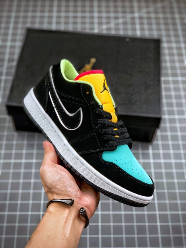 Air Jordan 1 Low Black Yellow Turquoise For Sale