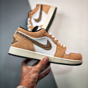 Air Jordan 1 Low Brown Elephant Hemp Metallic Gold-White-Tan-Black For Sale