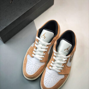 Air Jordan 1 Low Brown Elephant Hemp Metallic Gold-White-Tan-Black For Sale