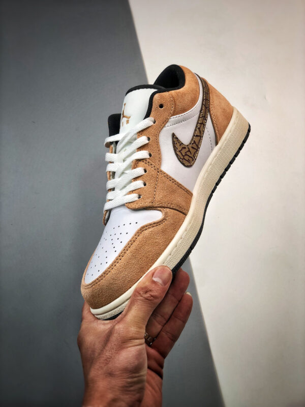 Air Jordan 1 Low Brown Elephant Hemp Metallic Gold-White-Tan-Black For Sale