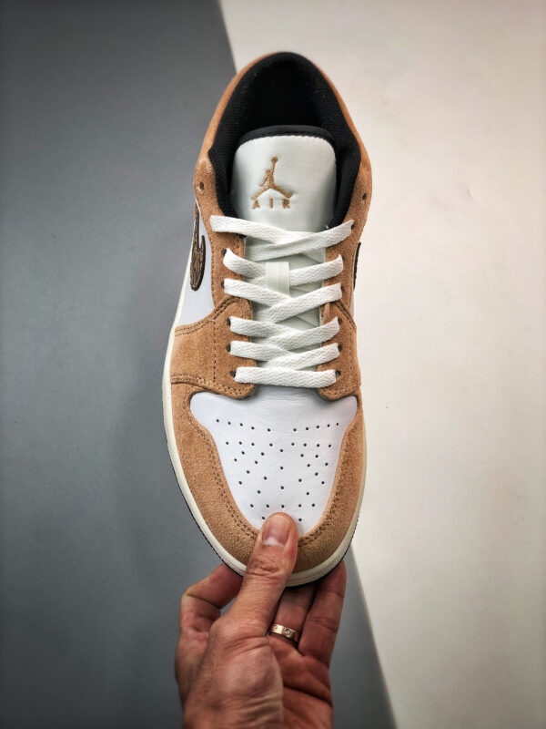 Air Jordan 1 Low Brown Elephant Hemp Metallic Gold-White-Tan-Black For Sale