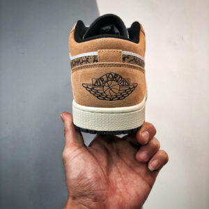 Air Jordan 1 Low Brown Elephant Hemp Metallic Gold-White-Tan-Black For Sale