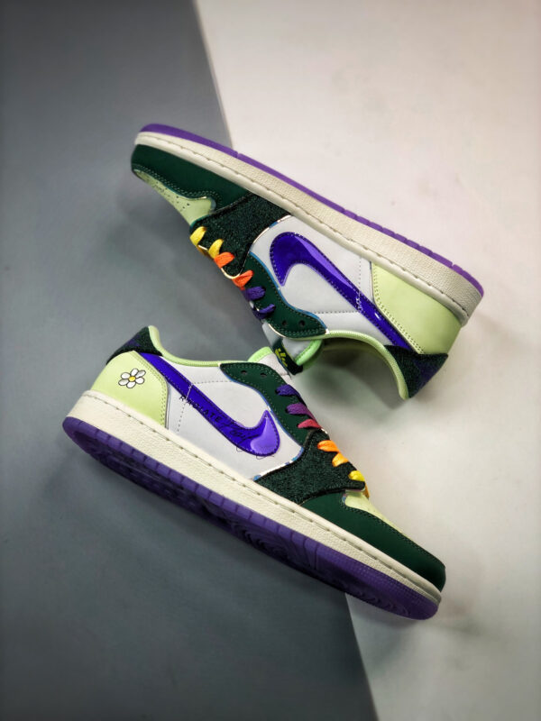 Air Jordan 1 Low Doernbecher Gorge Green Court Purple-White-Barely Volt For Sale