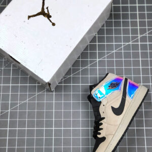 Air Jordan 1 Mid Iridescent Pinkish Beige-Black On Sale