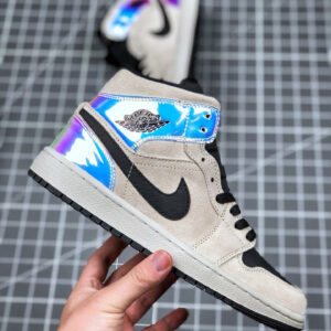 Air Jordan 1 Mid Iridescent Pinkish Beige-Black On Sale