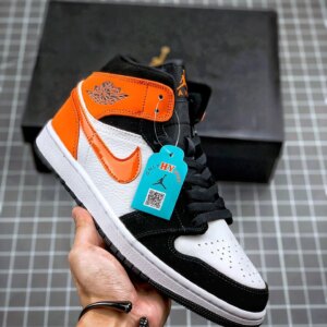 Air Jordan 1 Mid Shattered Backboard Black Starfish-White On Sale