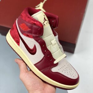 Air Jordan 1 Mid Tiki Leaf Team Red Sail Muslin DZ2820-601 For Sale