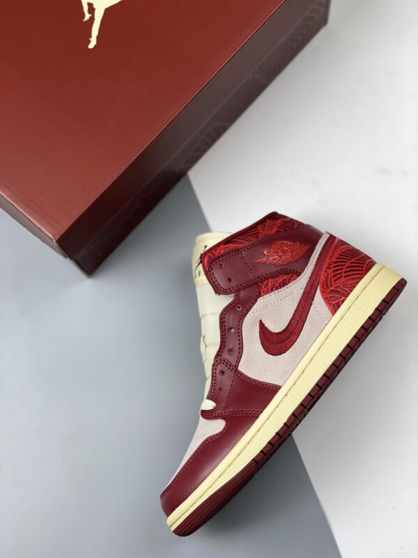 Air Jordan 1 Mid Tiki Leaf Team Red Sail Muslin DZ2820-601 For Sale